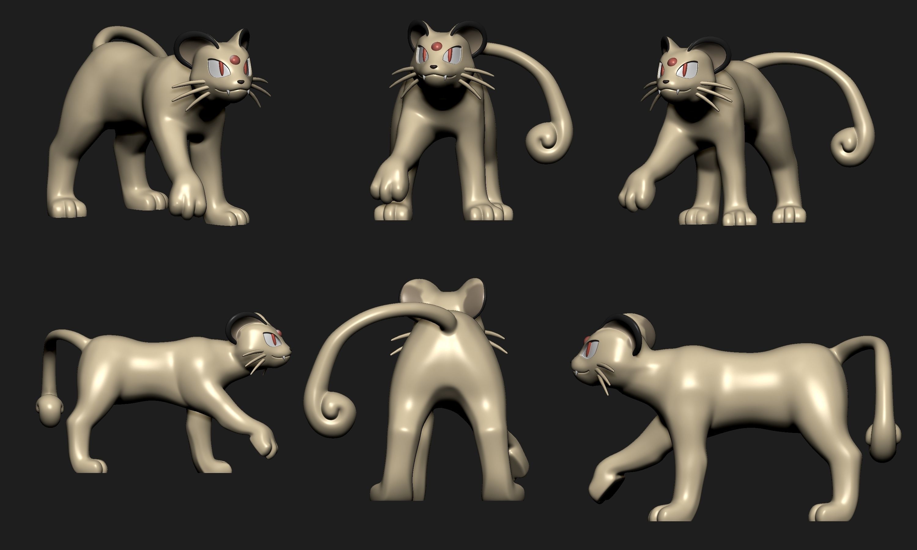 Pokemon - Meowth and Persian with 2 poses 3D print model_10