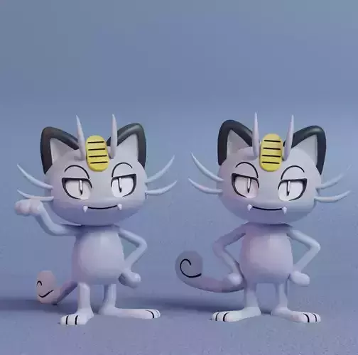 Pokemon - Alolan Meowth with 2 poses