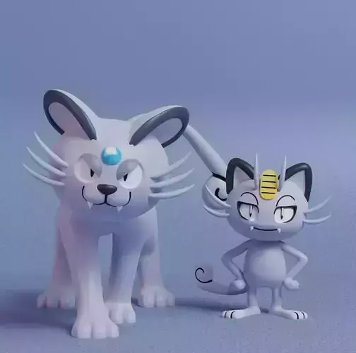 Pokemon - Alolan Meowth and Persian with 2 poses