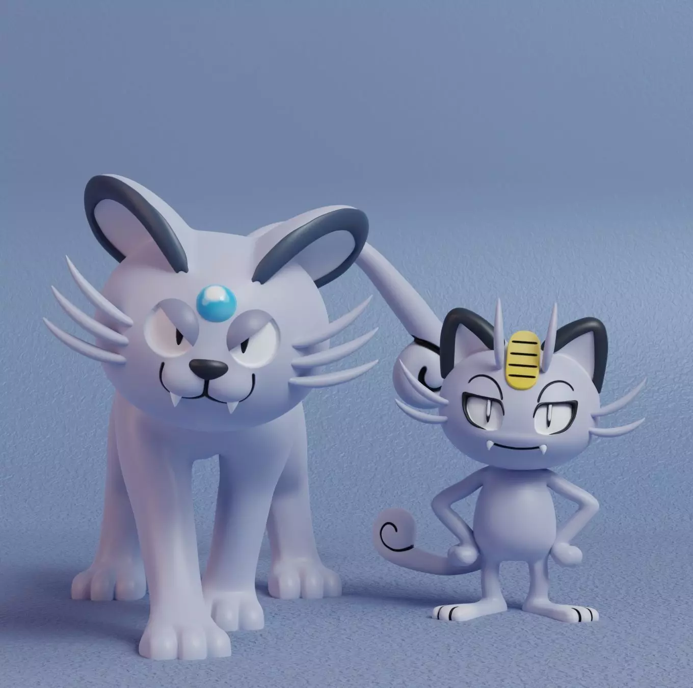 Pokemon - Alolan Meowth and Persian with 2 poses 3D print model