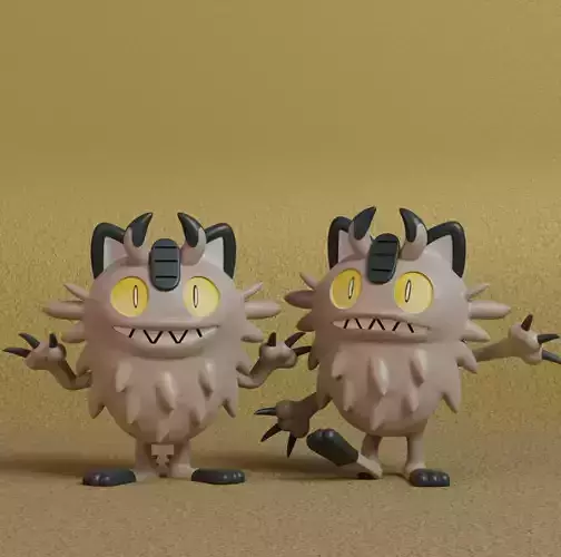 Pokemon - Galarian Meowth with 2 poses