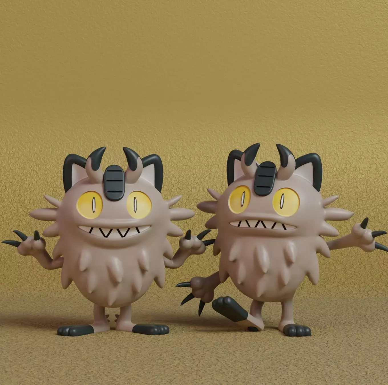 Pokemon - Galarian Meowth with 2 poses 3D print model