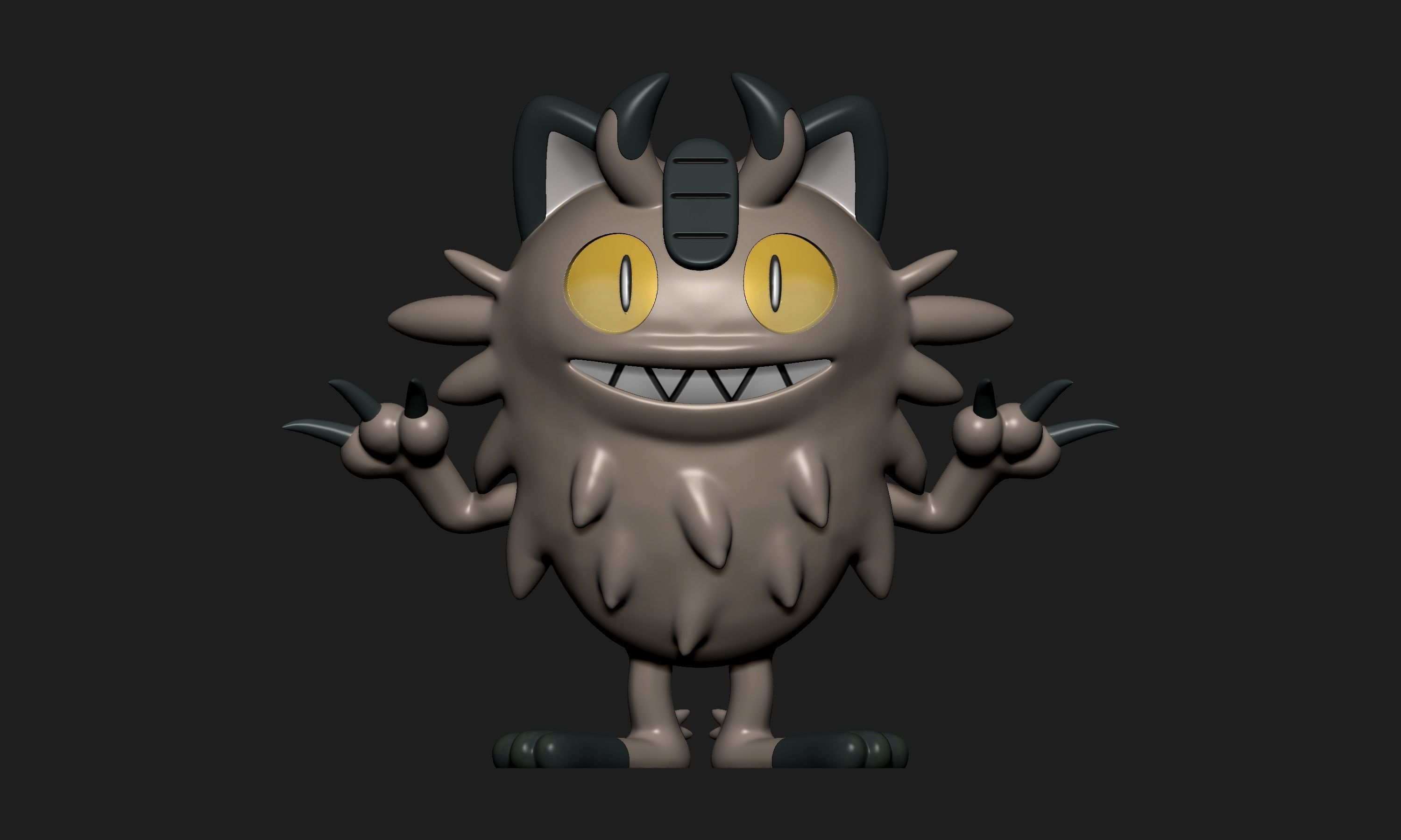 Pokemon - Galarian Meowth and Perrserker with 2 poses 3D print model_4