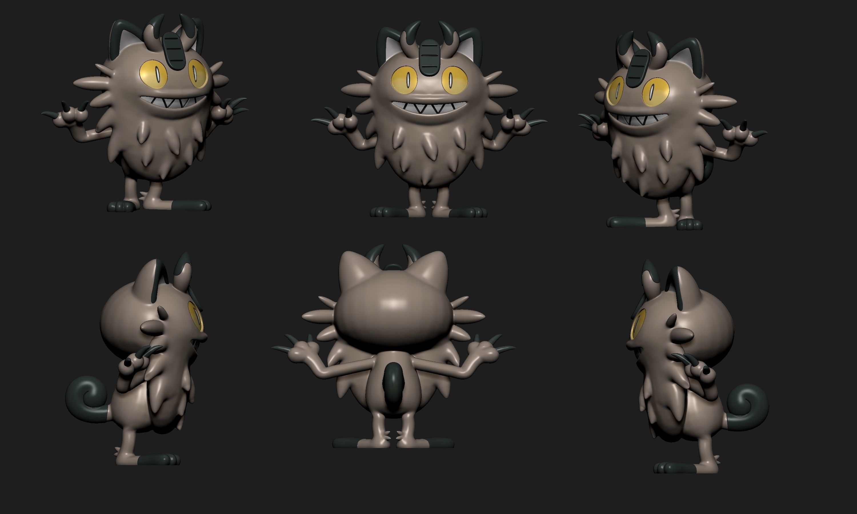 Pokemon - Galarian Meowth and Perrserker with 2 poses 3D print model_5