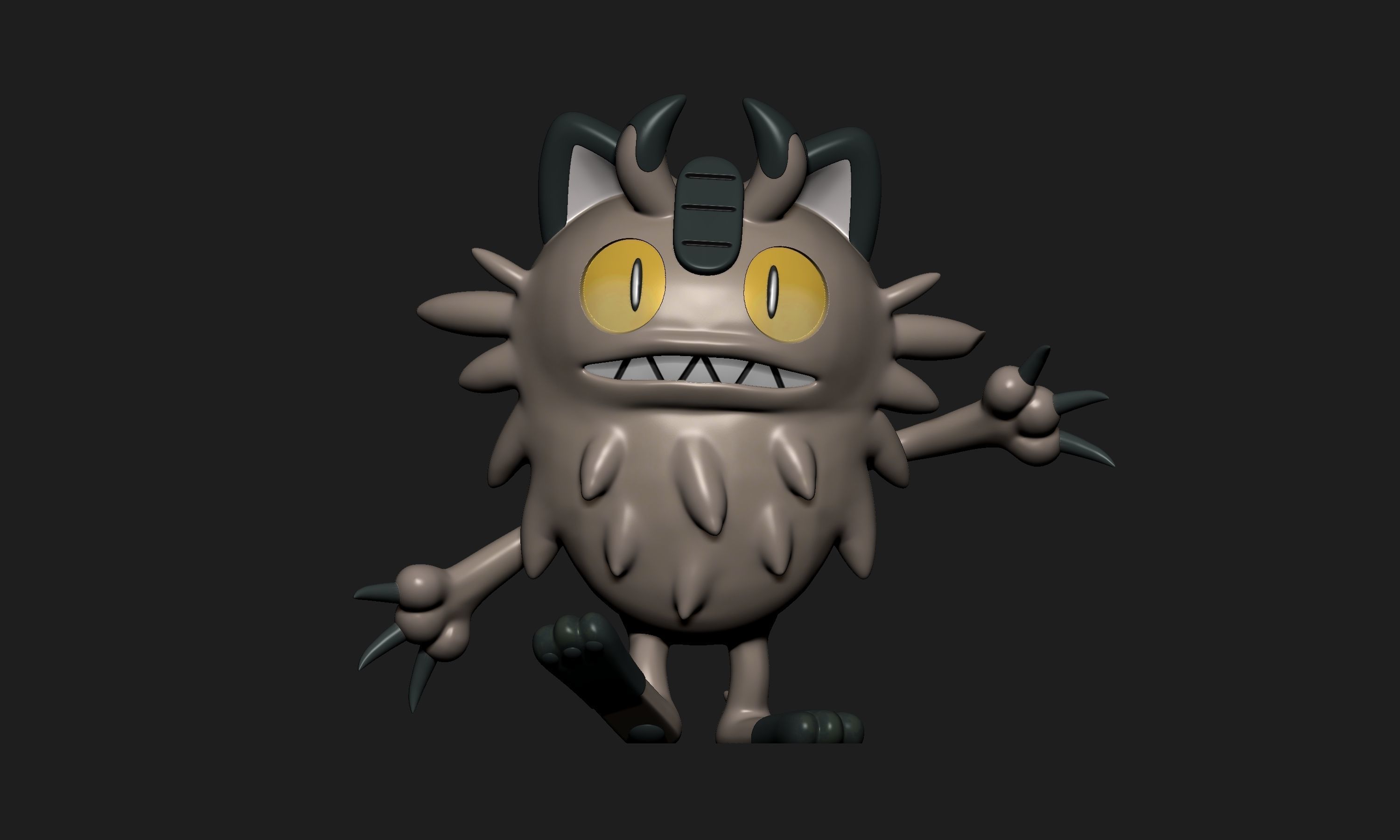 Pokemon - Galarian Meowth and Perrserker with 2 poses 3D print model_2