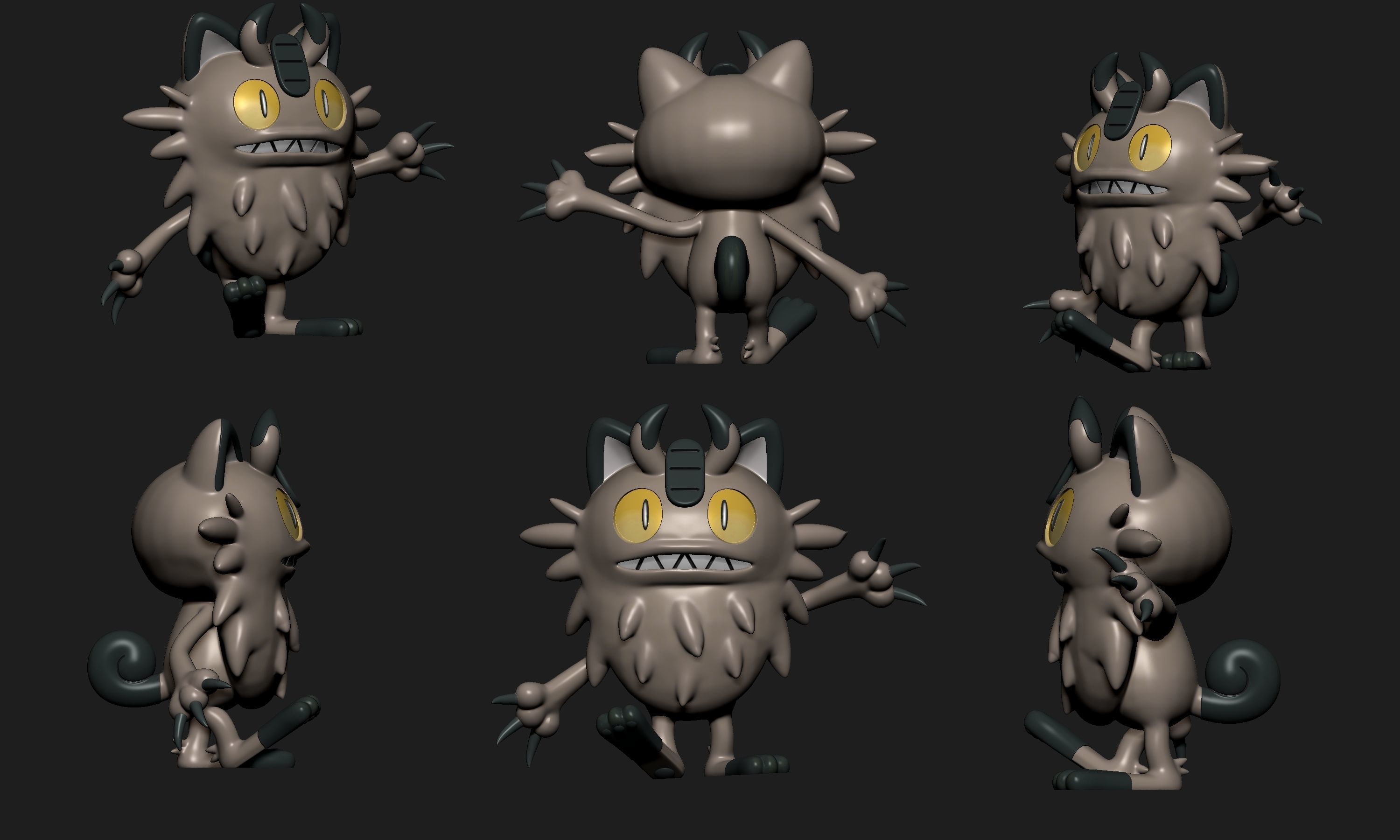 Pokemon - Galarian Meowth and Perrserker with 2 poses 3D print model_3
