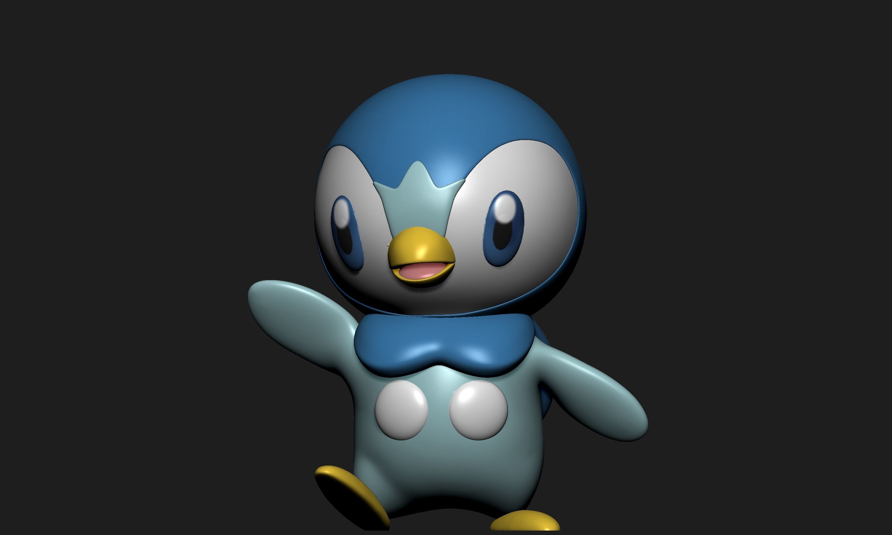 Pokemon - Piplup with 2 poses 3D print model_5