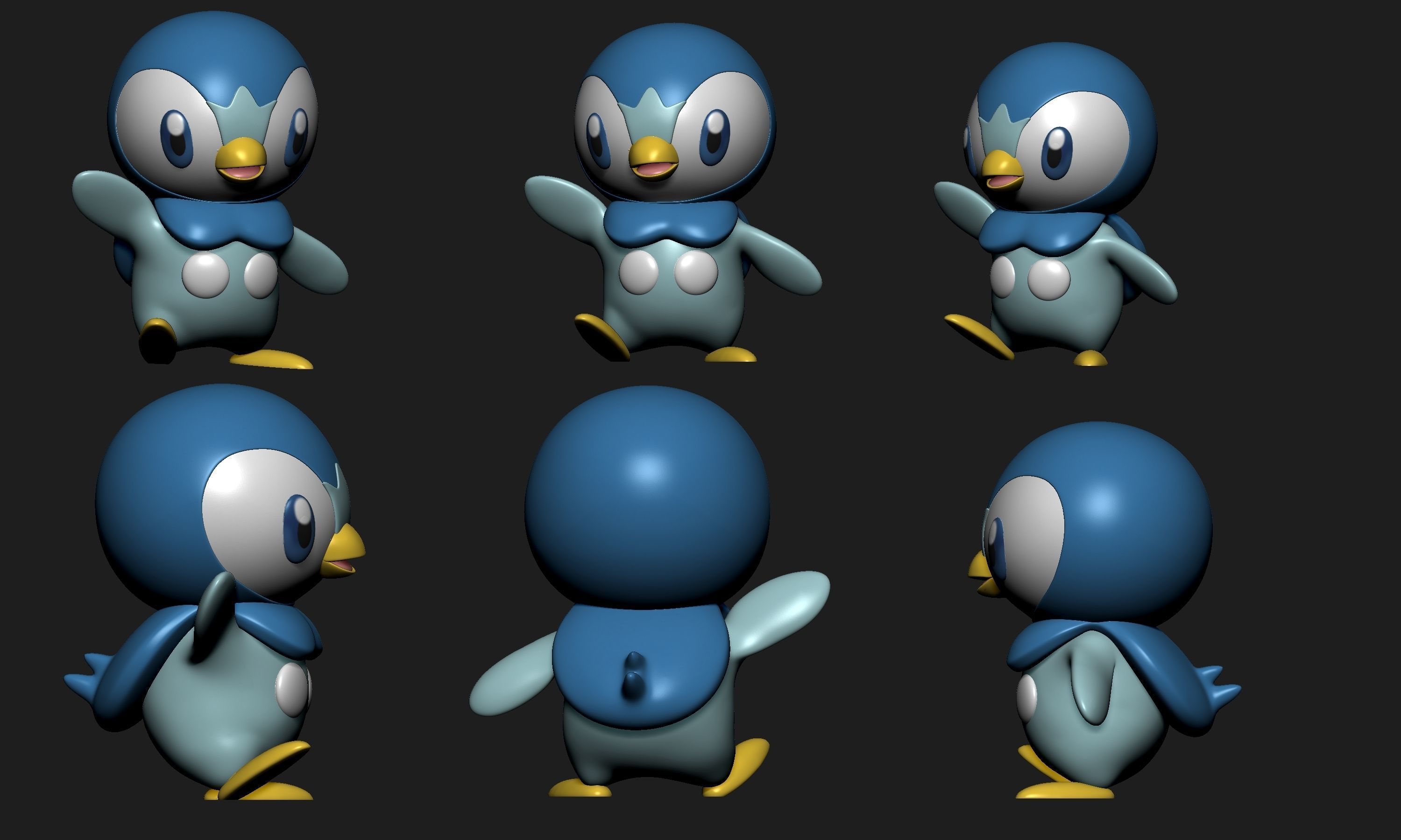Pokemon - Piplup with 2 poses 3D print model_6
