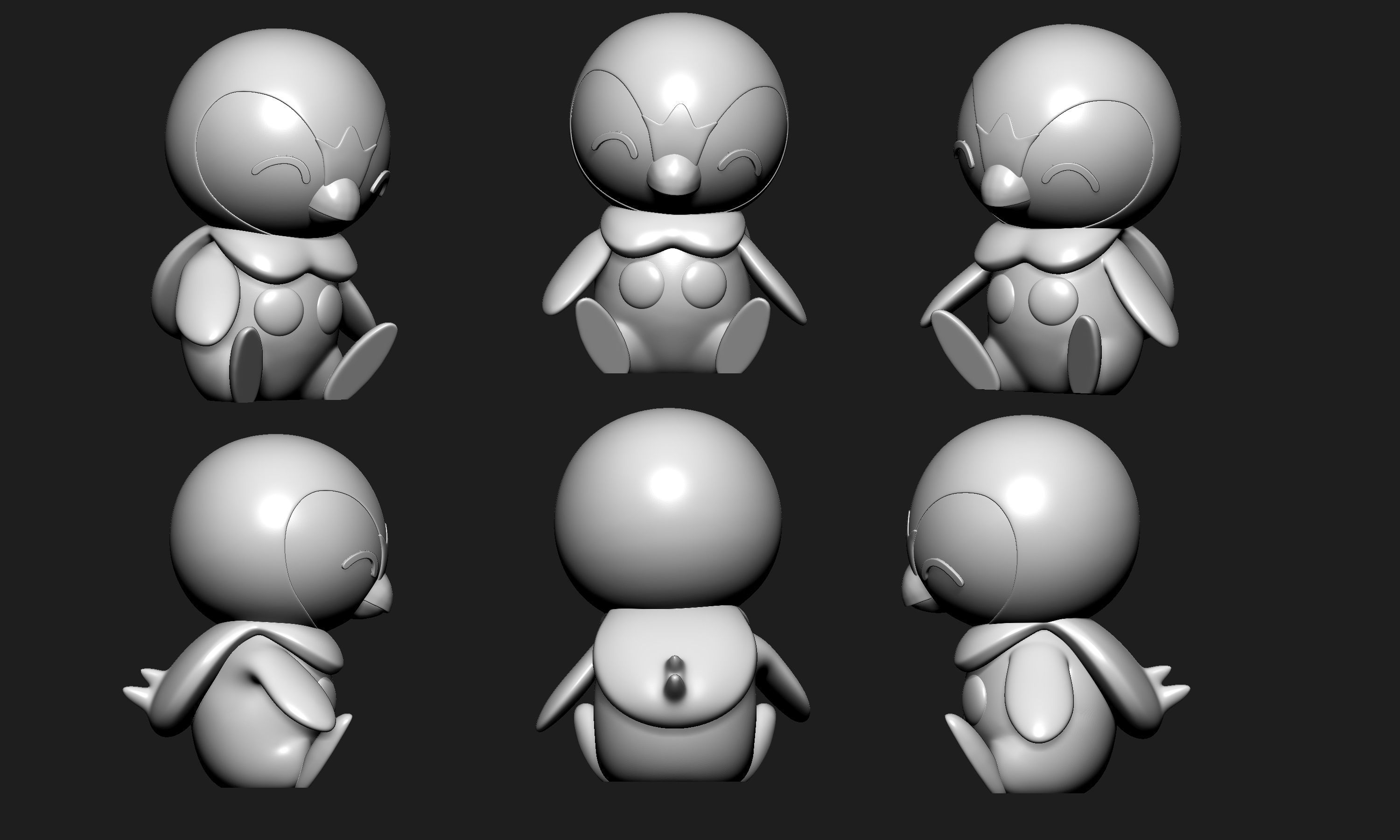 Pokemon - Piplup with 2 poses 3D print model_4