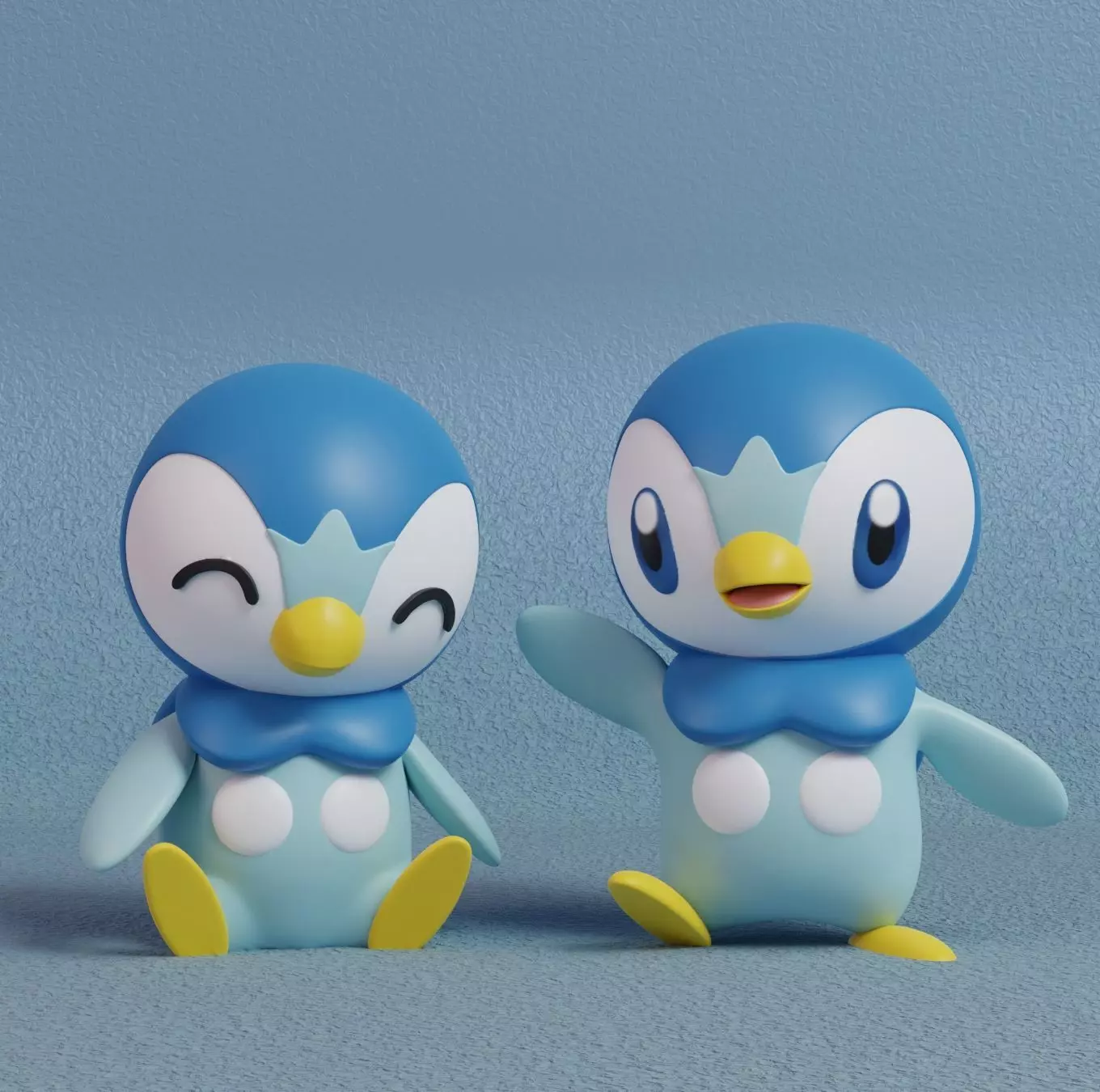 Pokemon - Piplup with 2 poses 3D print model_0