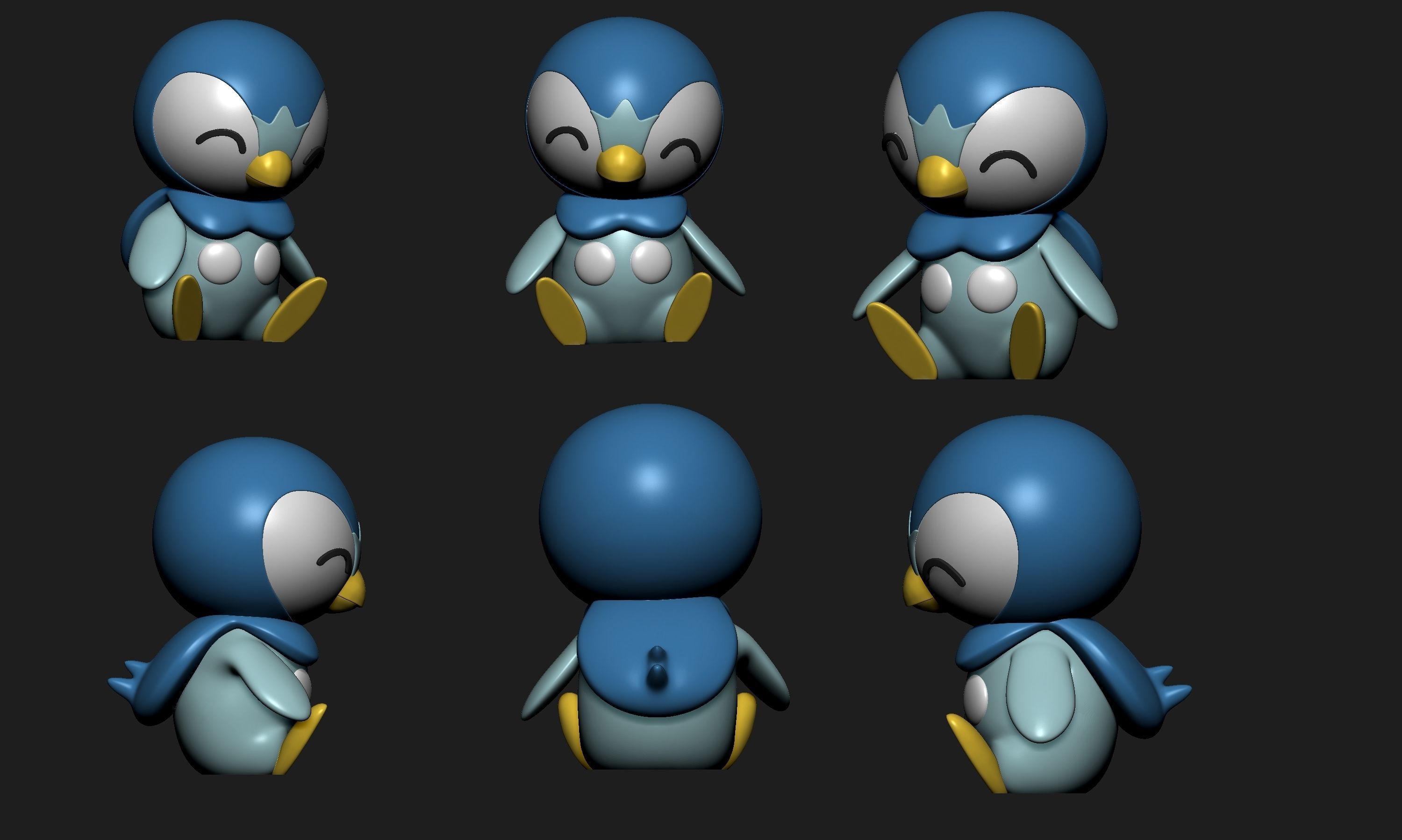 Pokemon - Piplup with 2 poses 3D print model_2