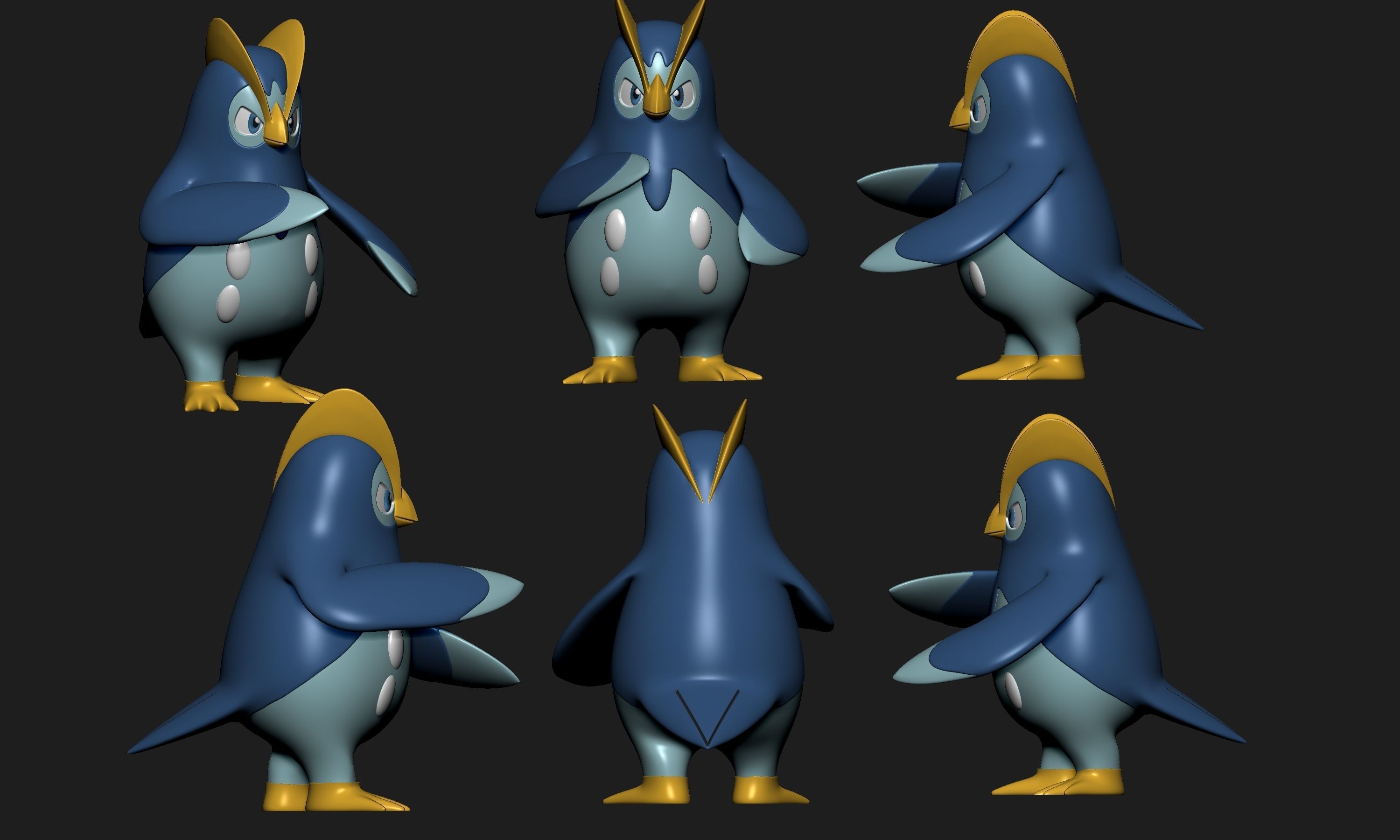 Pokemon - Piplup Prinplup and Empoleon with 2 poses 3D print model_11