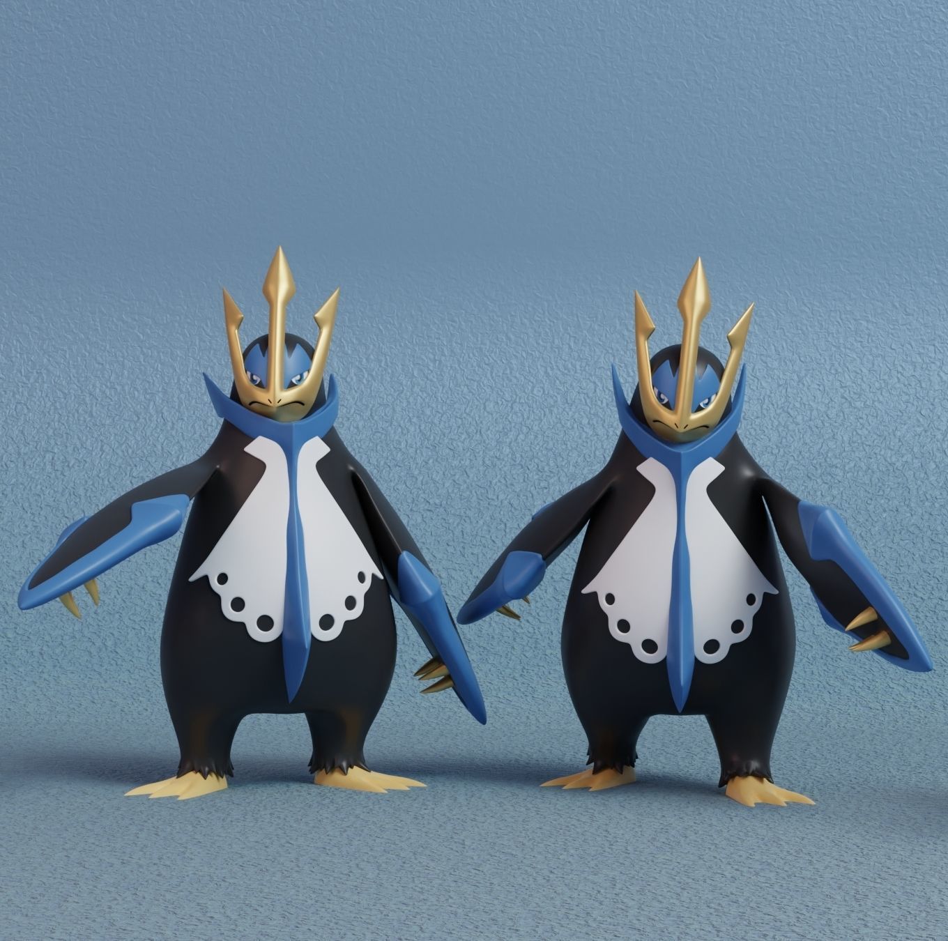Pokemon - Piplup Prinplup and Empoleon with 2 poses 3D print model_12