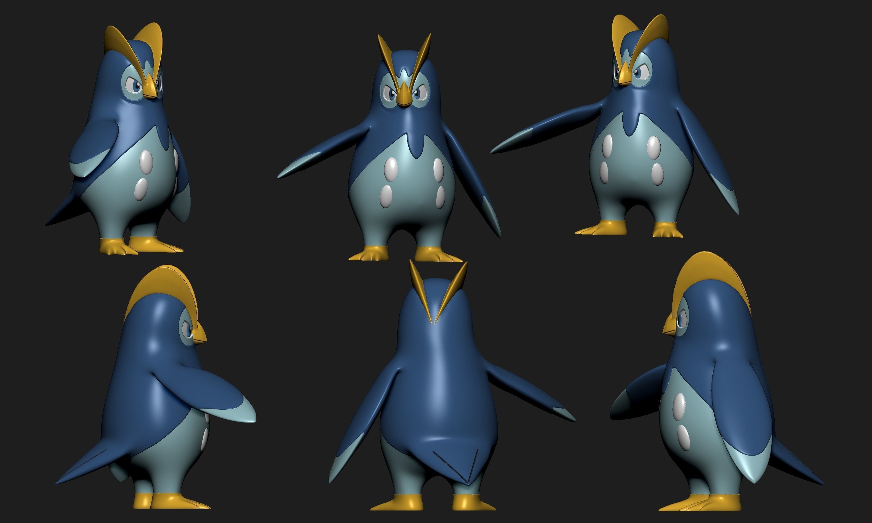 Pokemon - Piplup Prinplup and Empoleon with 2 poses 3D print model_9