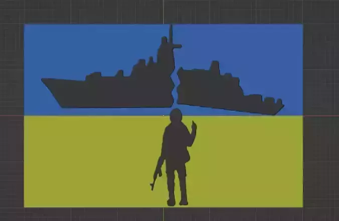 Russia warship go Fck Glory to Ukraine 3D print model