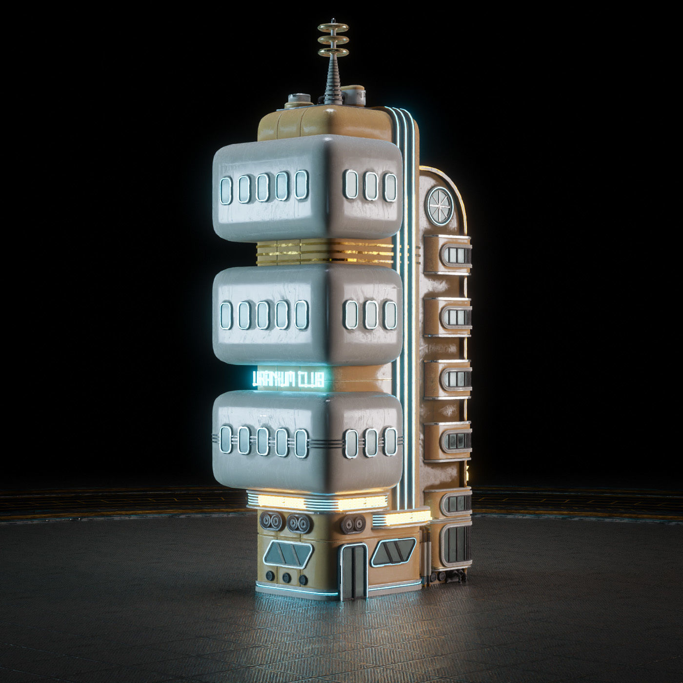 SCIFI ATOMPUNK BUILDING 01 Low-poly 3D model_5