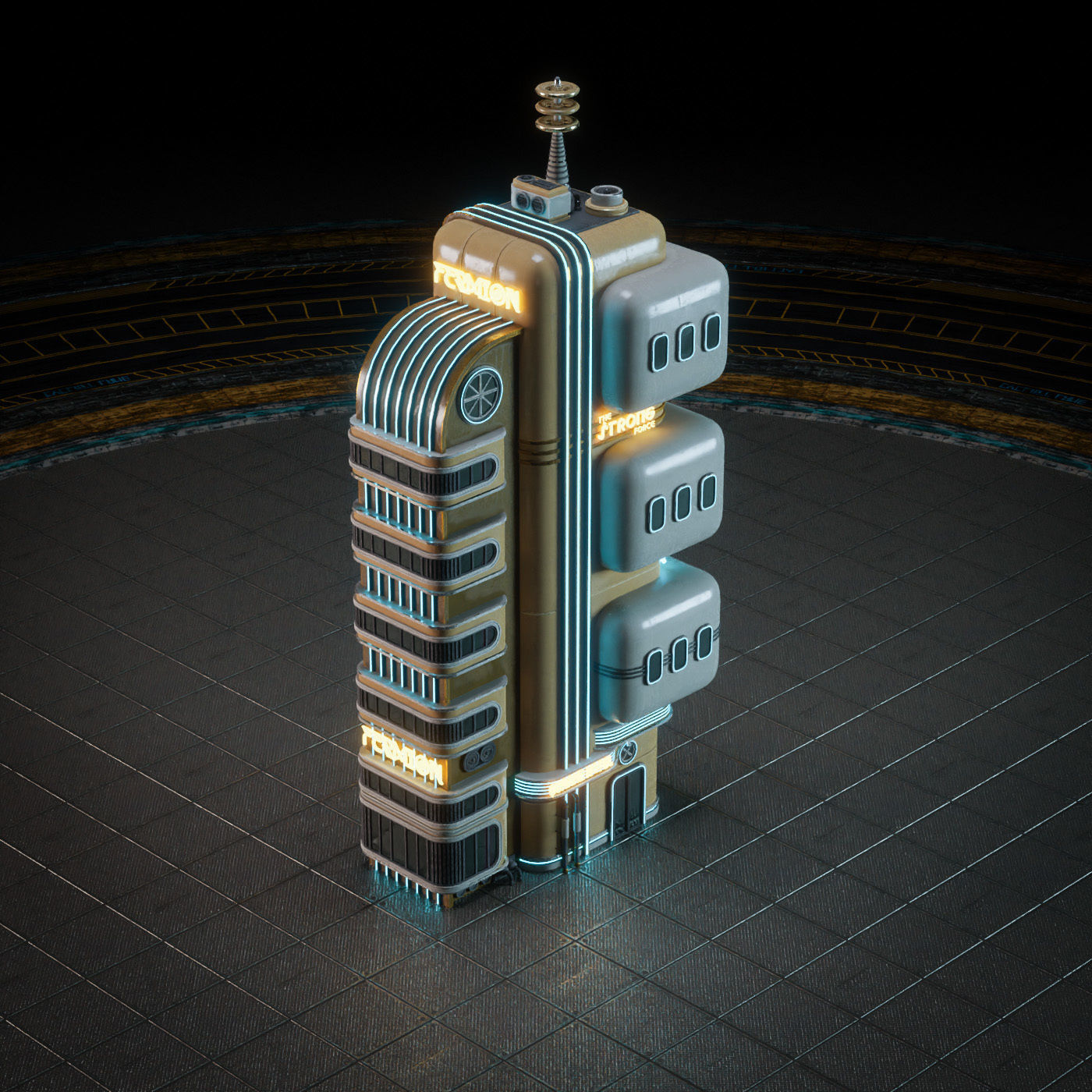 SCIFI ATOMPUNK BUILDING 01 Low-poly 3D model_10