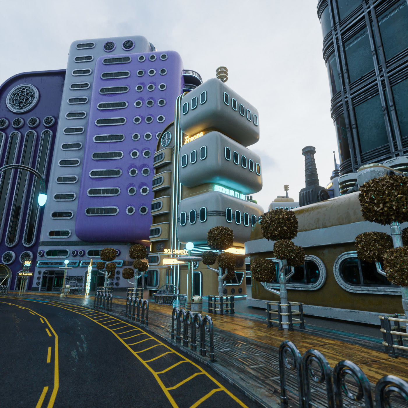 SCIFI ATOMPUNK BUILDING 01 Low-poly 3D model_2