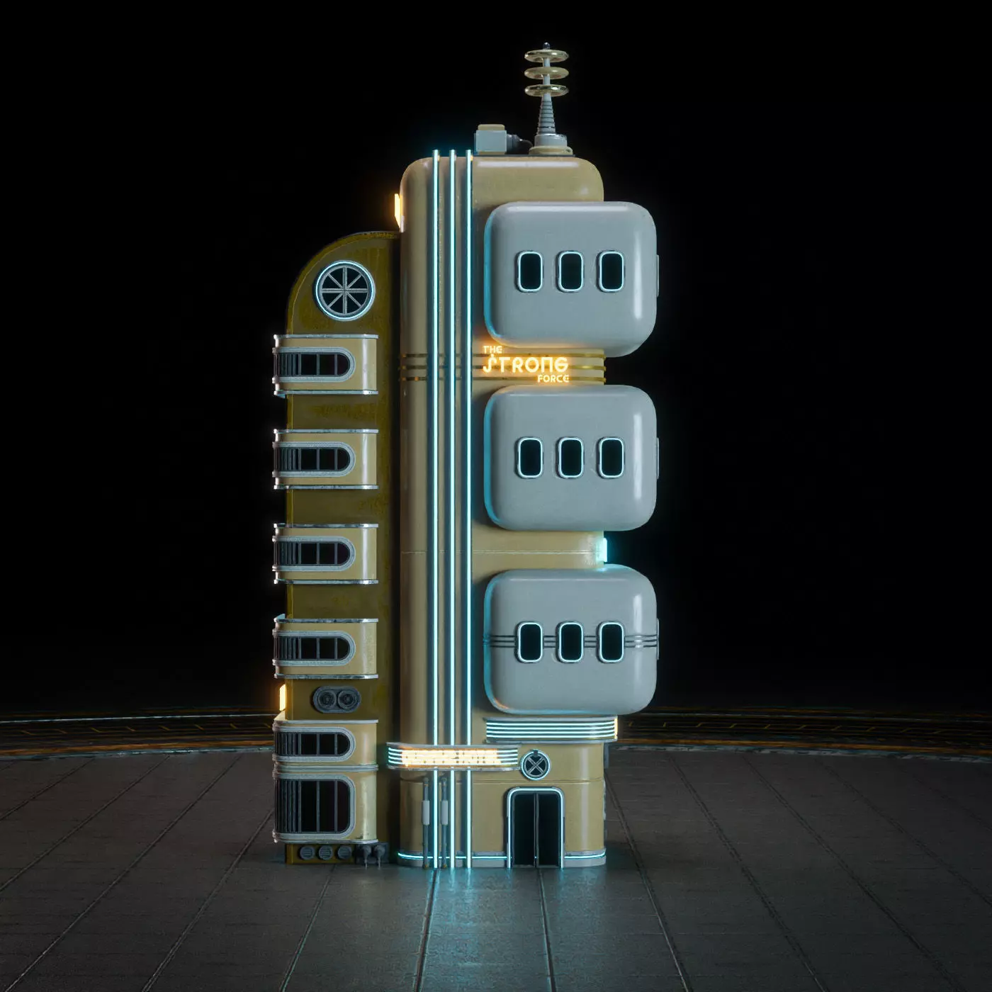 SCIFI ATOMPUNK BUILDING 01 Low-poly 3D model_0