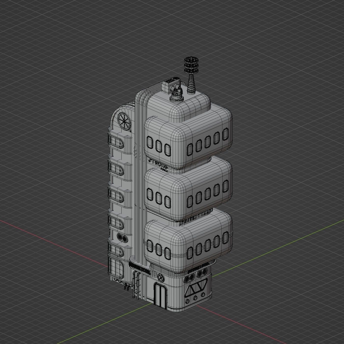 SCIFI ATOMPUNK BUILDING 01 Low-poly 3D model_12