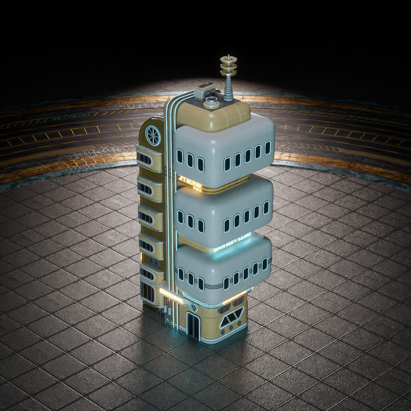 SCIFI ATOMPUNK BUILDING 01 Low-poly 3D model_11