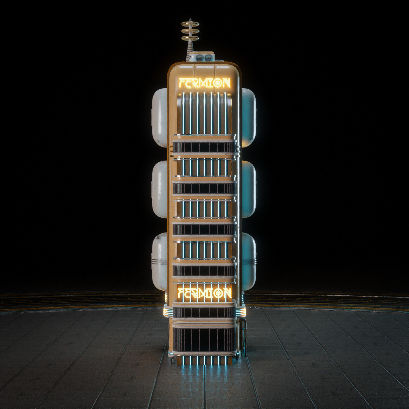 SCIFI ATOMPUNK BUILDING 01 Low-poly 3D model_8