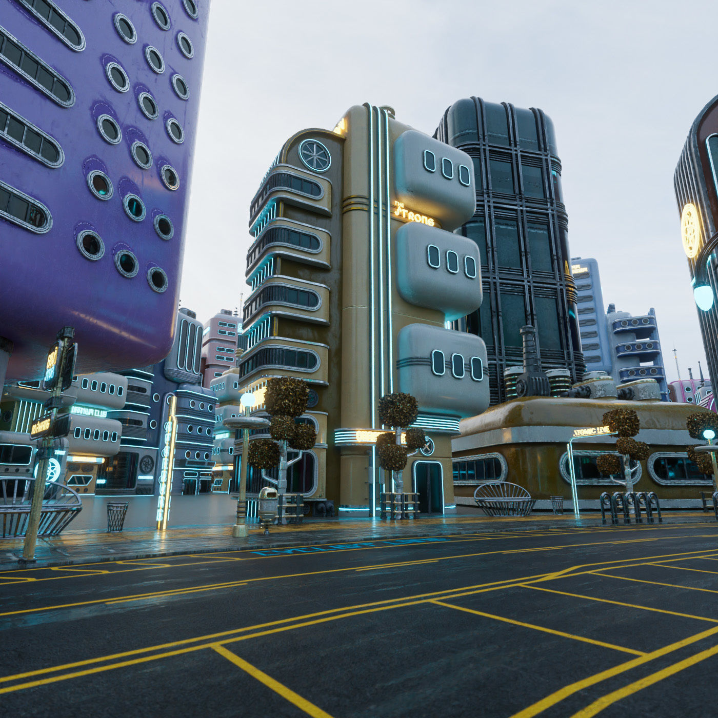 SCIFI ATOMPUNK BUILDING 01 Low-poly 3D model_1