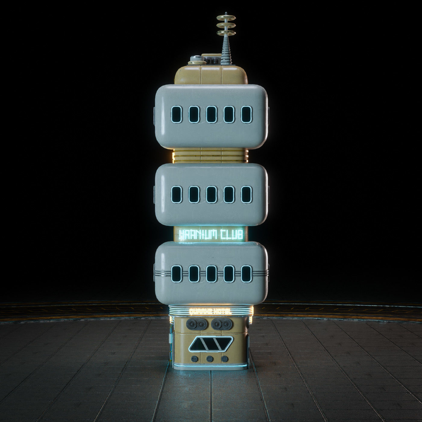 SCIFI ATOMPUNK BUILDING 01 Low-poly 3D model_4