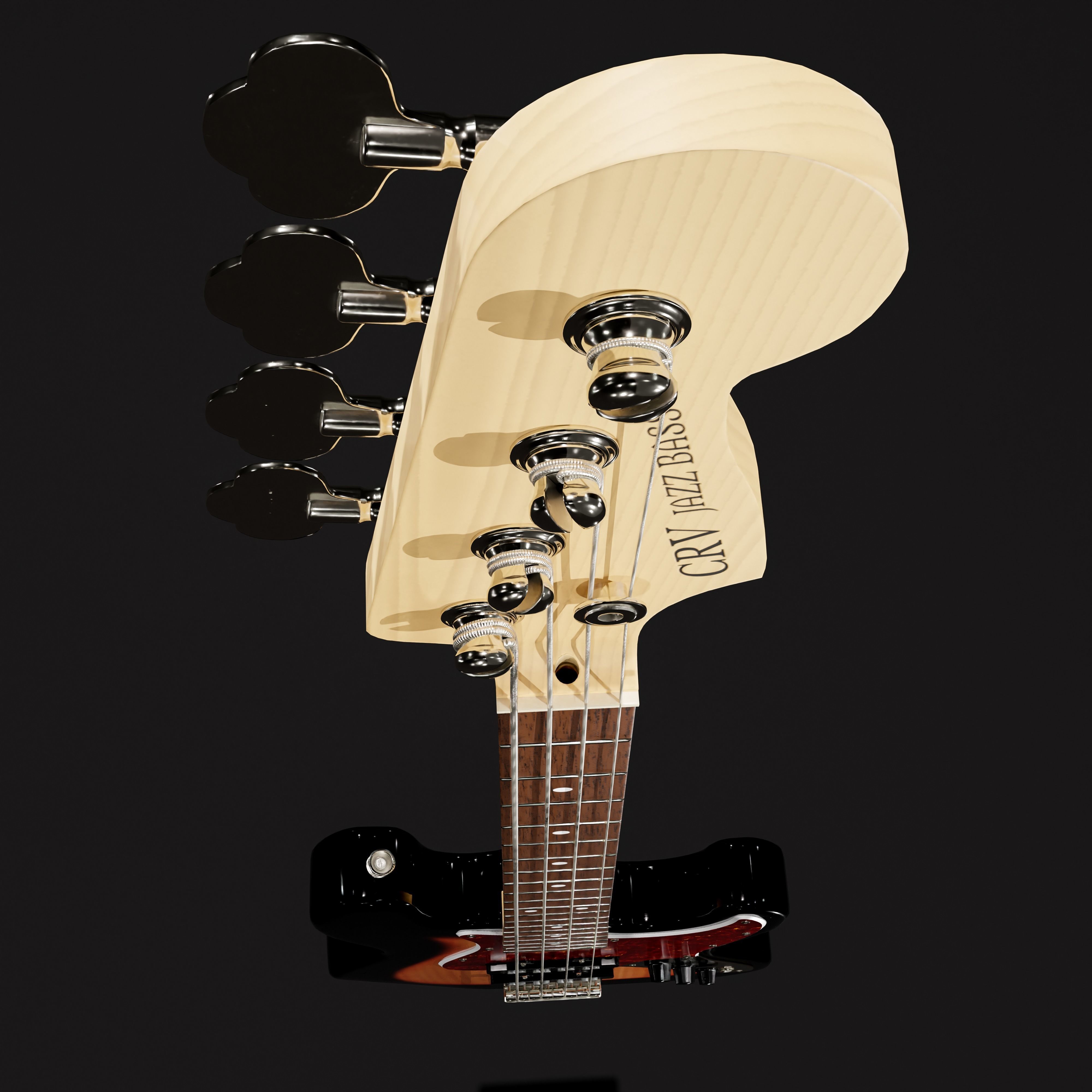 Jazz Bass - 3 Tone Sunburst 3D model_8