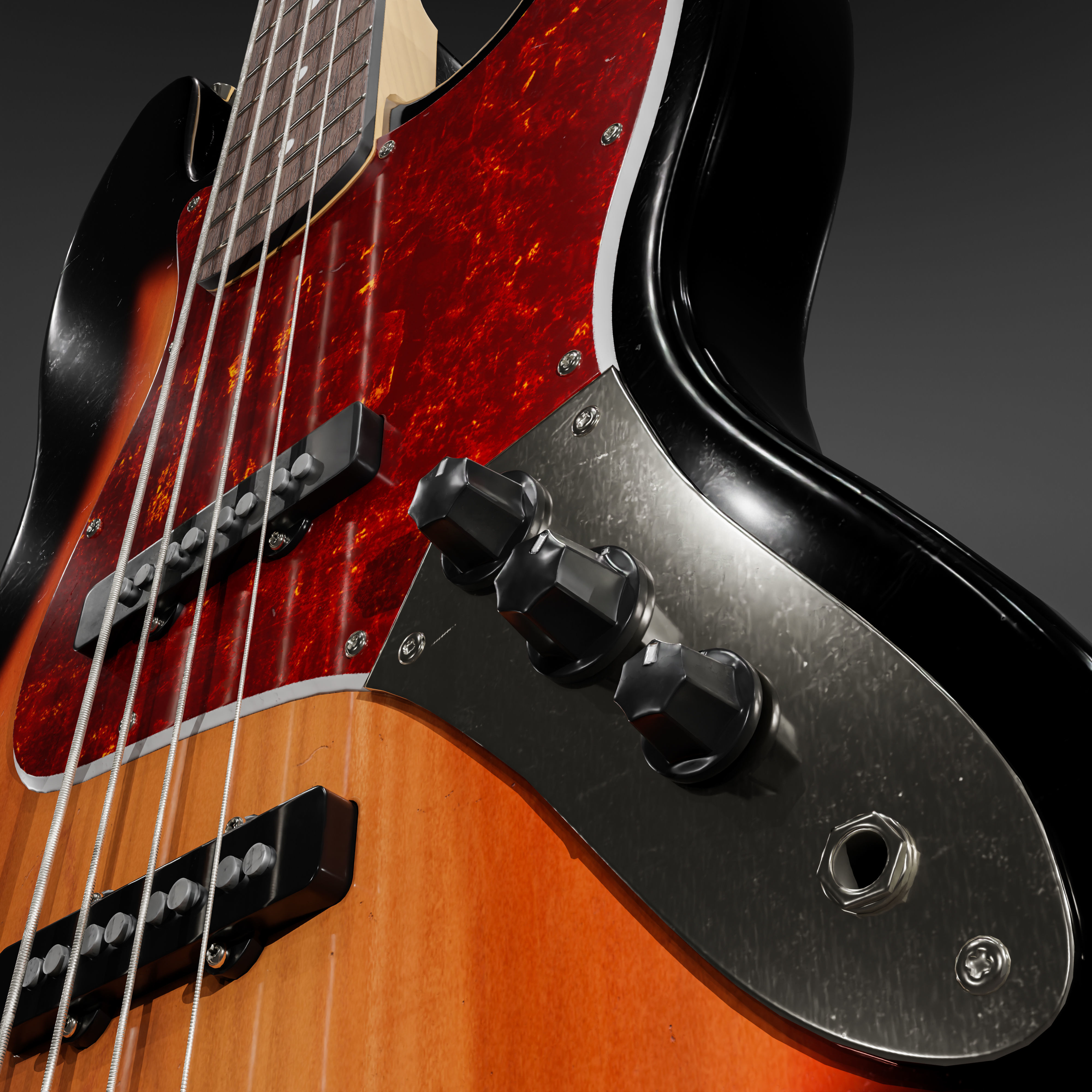 Jazz Bass - 3 Tone Sunburst 3D model_6