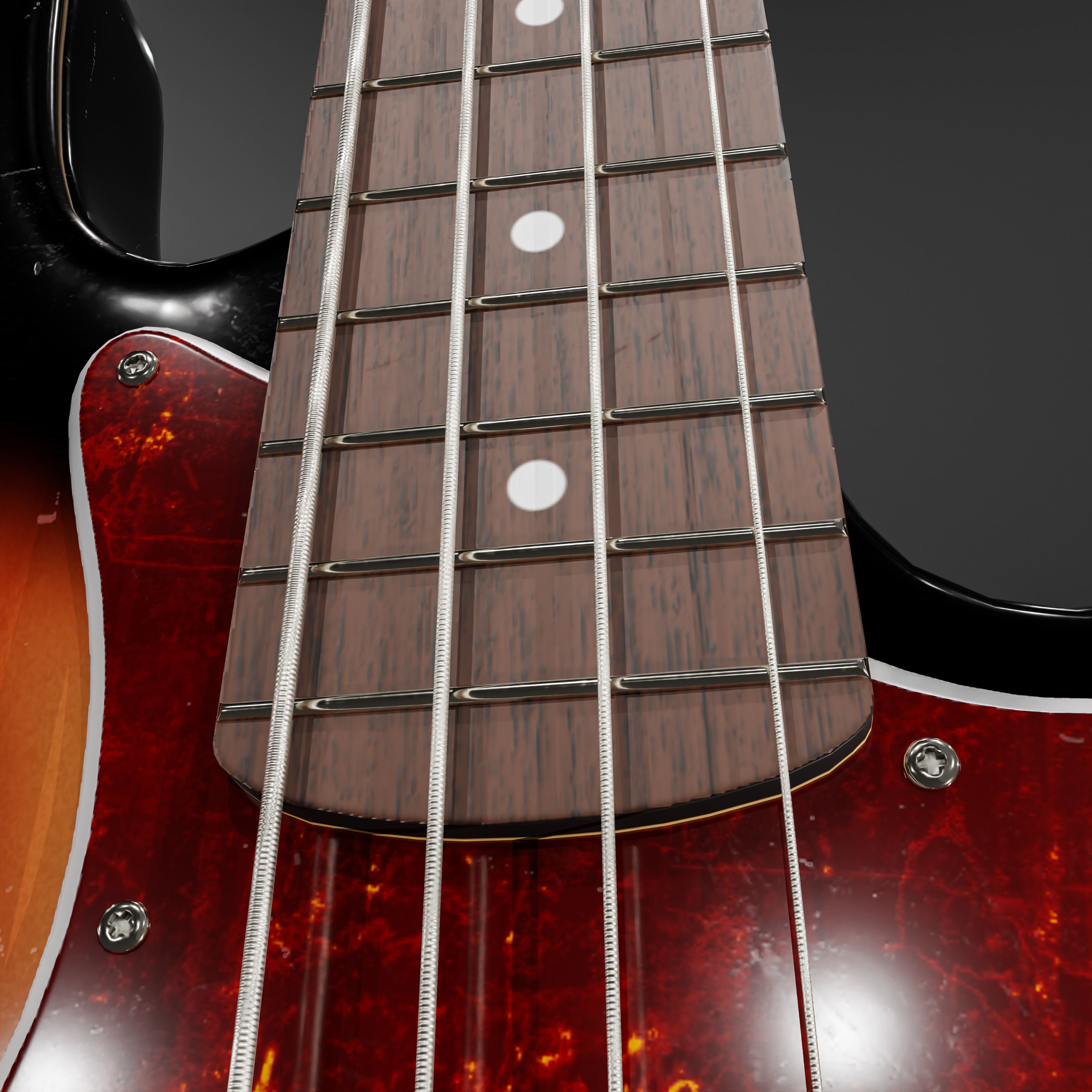 Jazz Bass - 3 Tone Sunburst 3D model_5