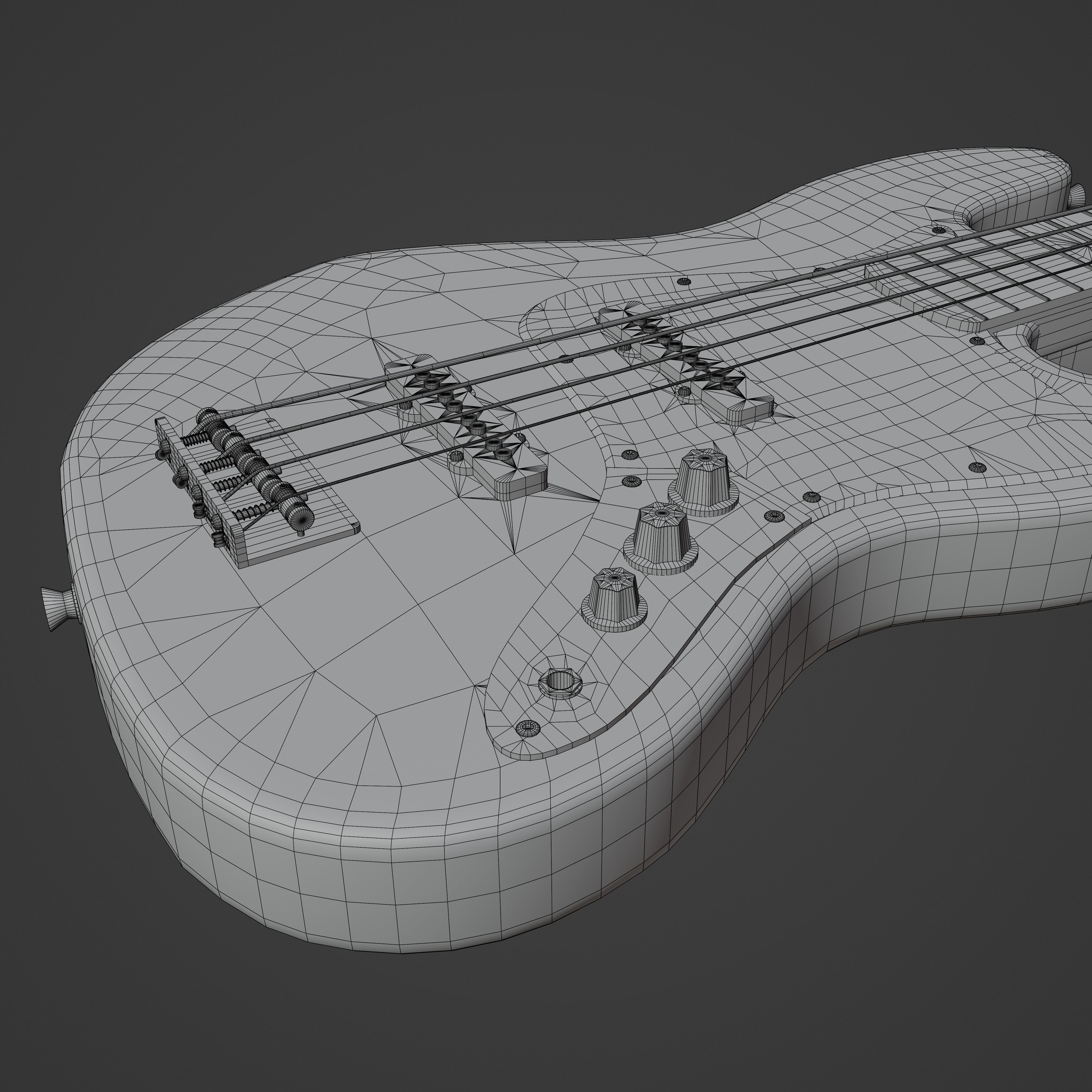 Jazz Bass - 3 Tone Sunburst 3D model_11
