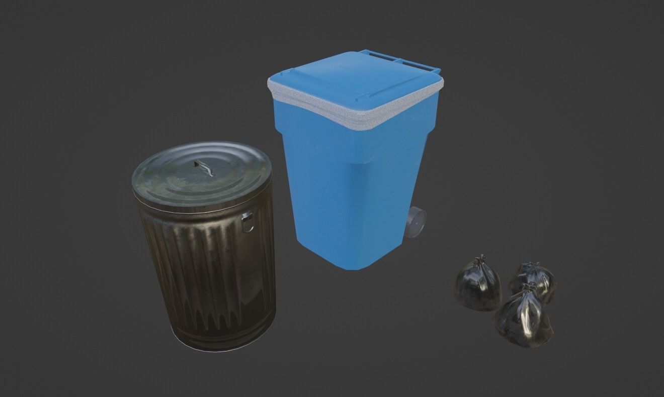 Pack os Trashs Low-poly 3D model_1