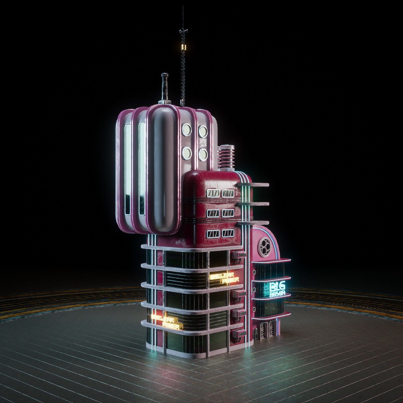 3D model SCIFI ATOMPUNK BUILDING 02 VR / AR / low-poly | CGTrader