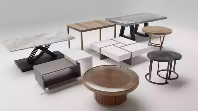 Realistic modern table bundle of 8