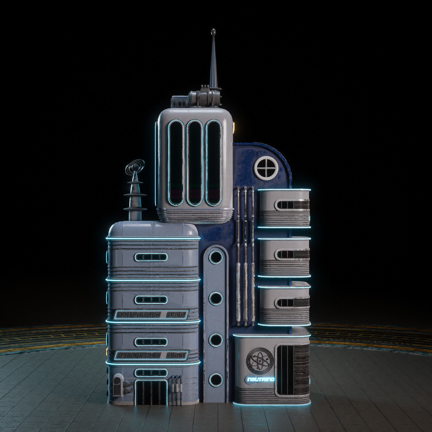 SCIFI ATOMPUNK BUILDING 03 Low-poly 3D model_6