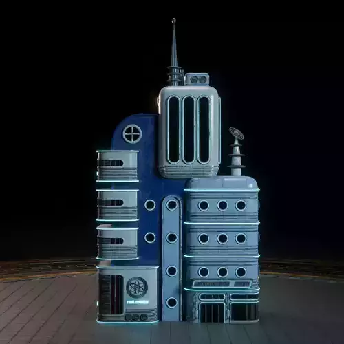 SCIFI ATOMPUNK BUILDING 03 Low-poly 3D model