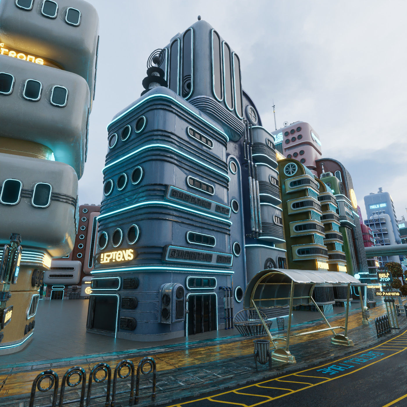 SCIFI ATOMPUNK BUILDING 03 Low-poly 3D model_1