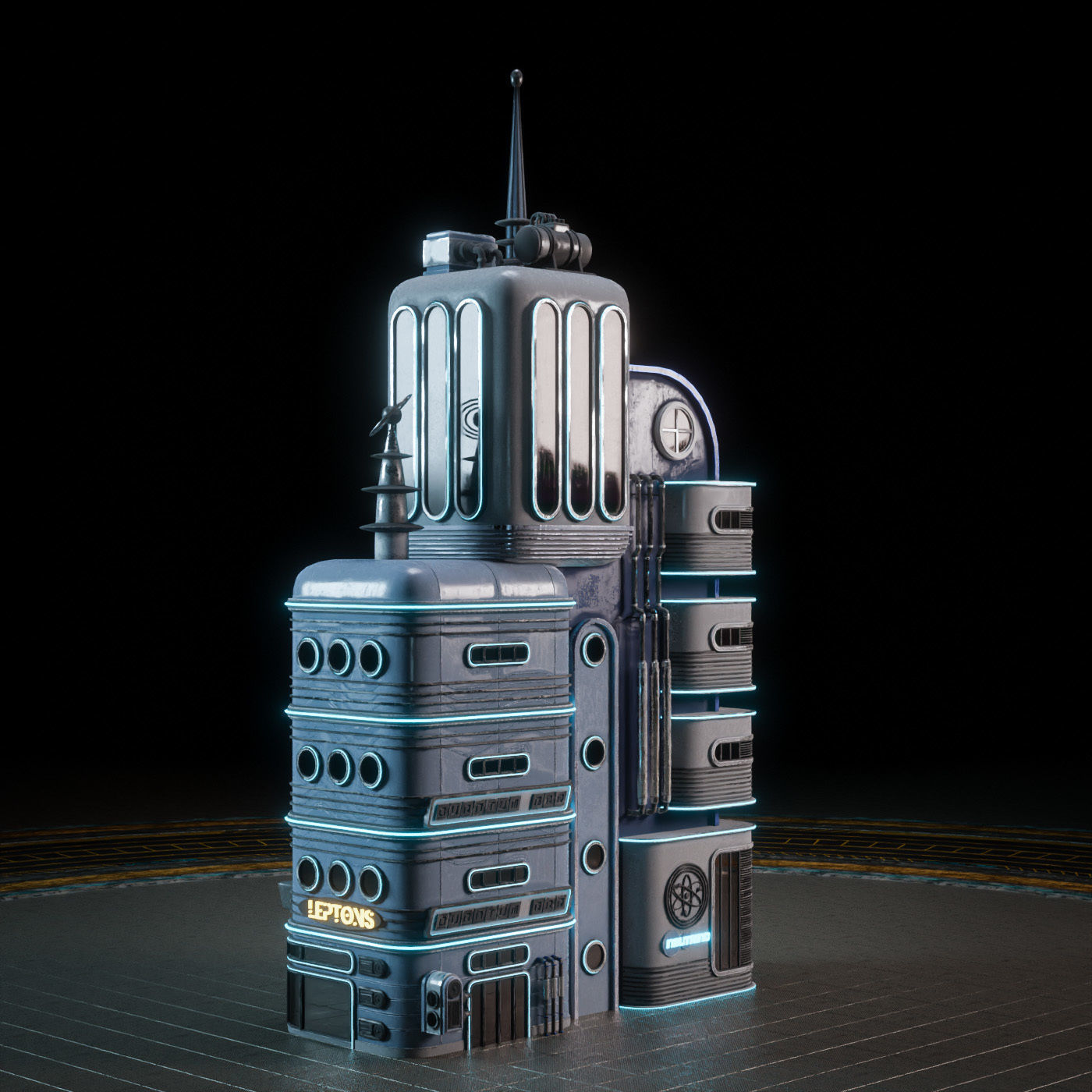 SCIFI ATOMPUNK BUILDING 03 Low-poly 3D model_5