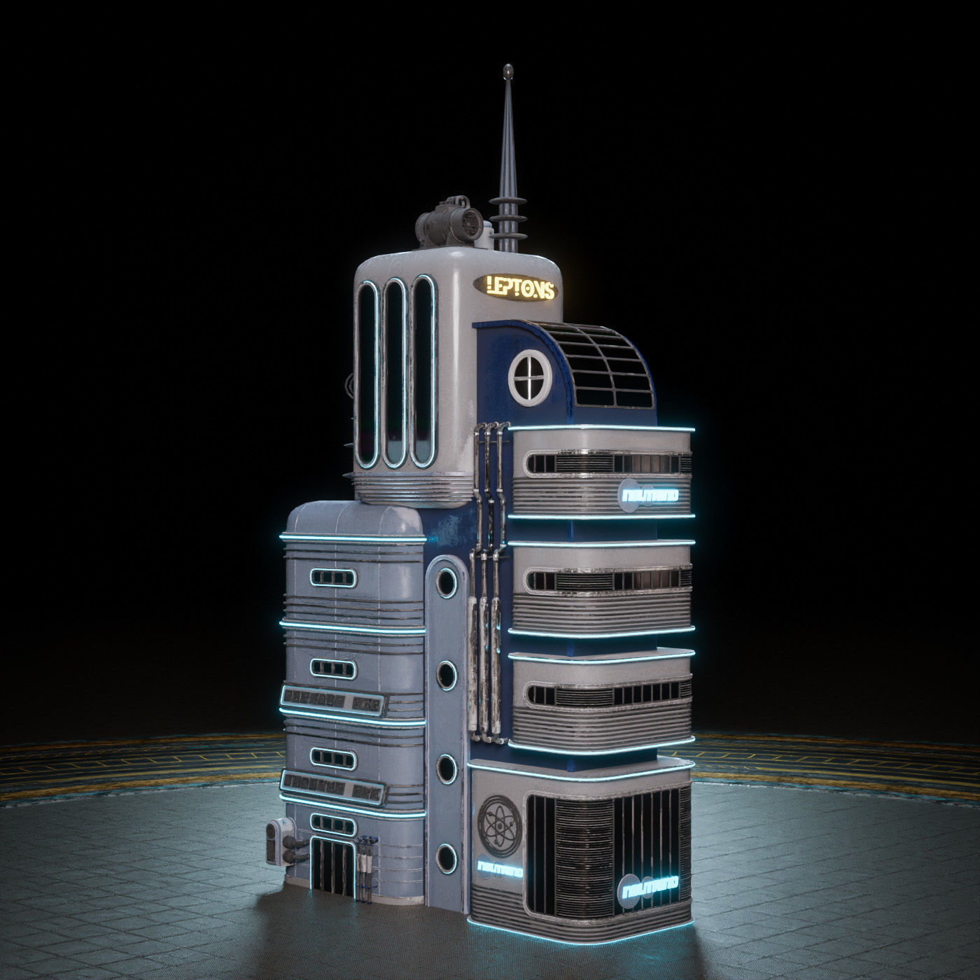 SCIFI ATOMPUNK BUILDING 03 Low-poly 3D model_7