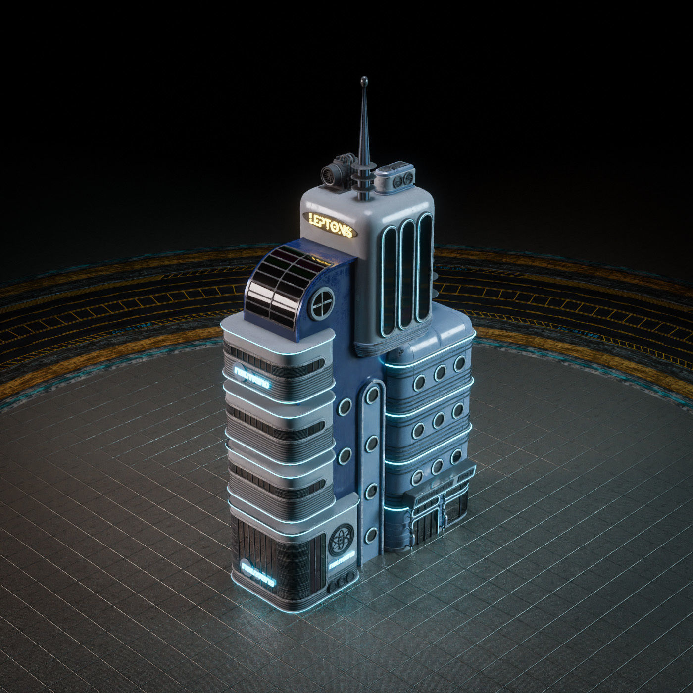 SCIFI ATOMPUNK BUILDING 03 Low-poly 3D model_10