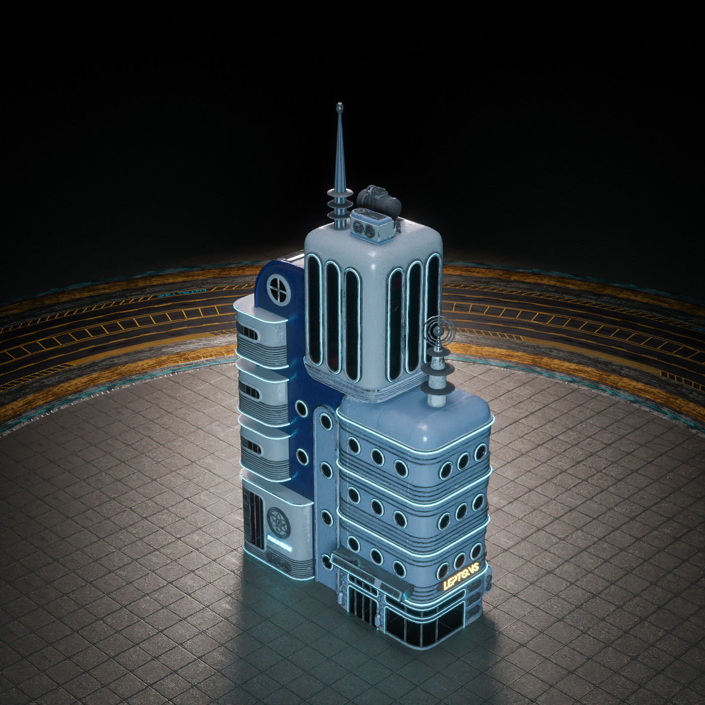 SCIFI ATOMPUNK BUILDING 03 Low-poly 3D model_11