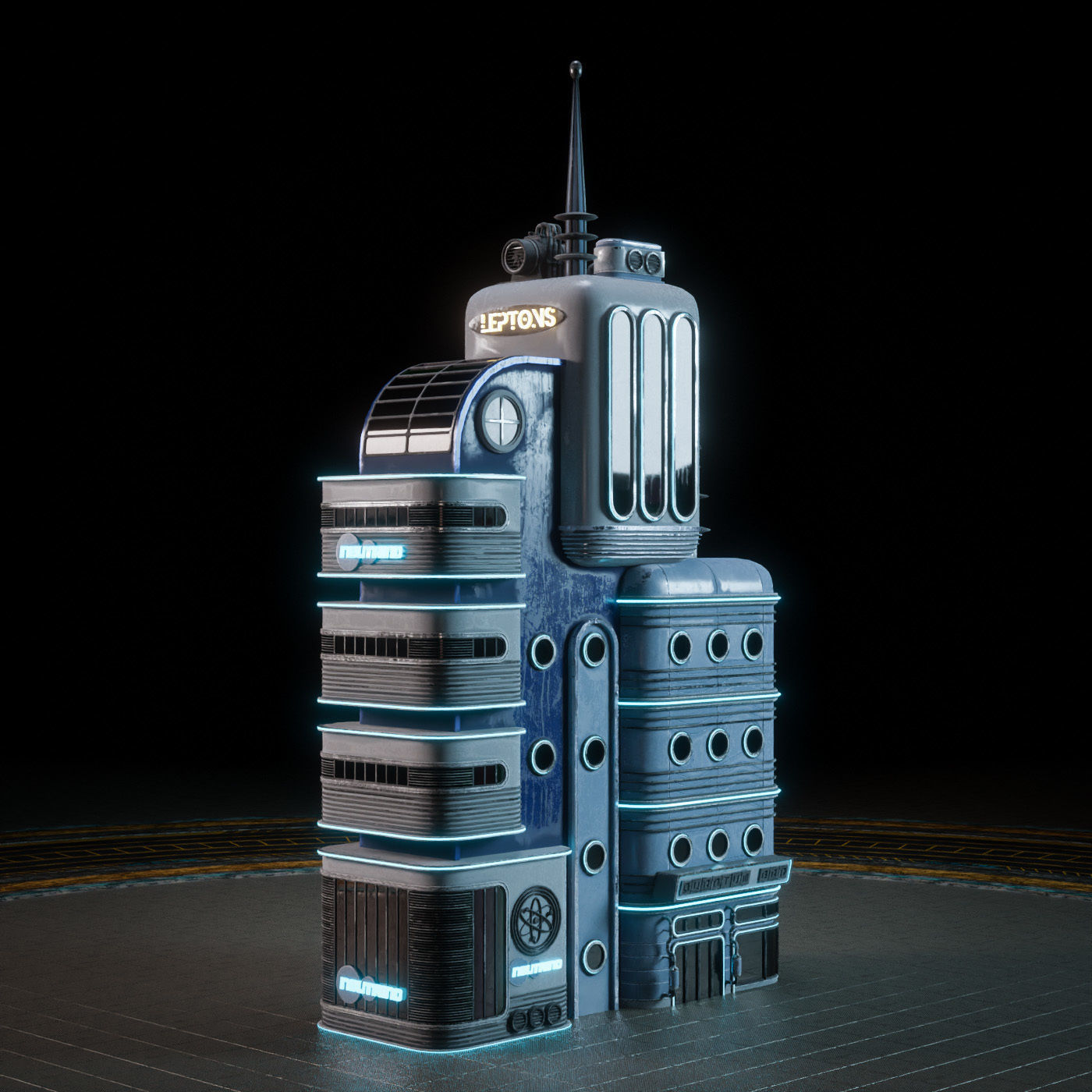 SCIFI ATOMPUNK BUILDING 03 Low-poly 3D model_9