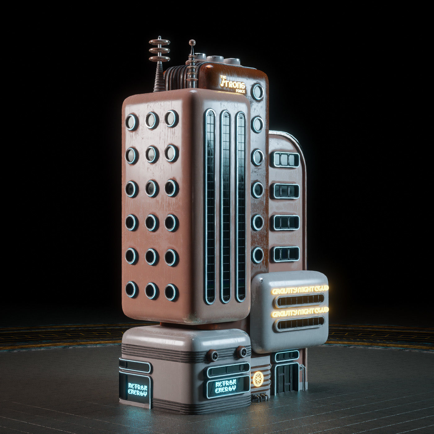 SCIFI ATOMPUNK BUILDING 04 Low-poly 3D model_9