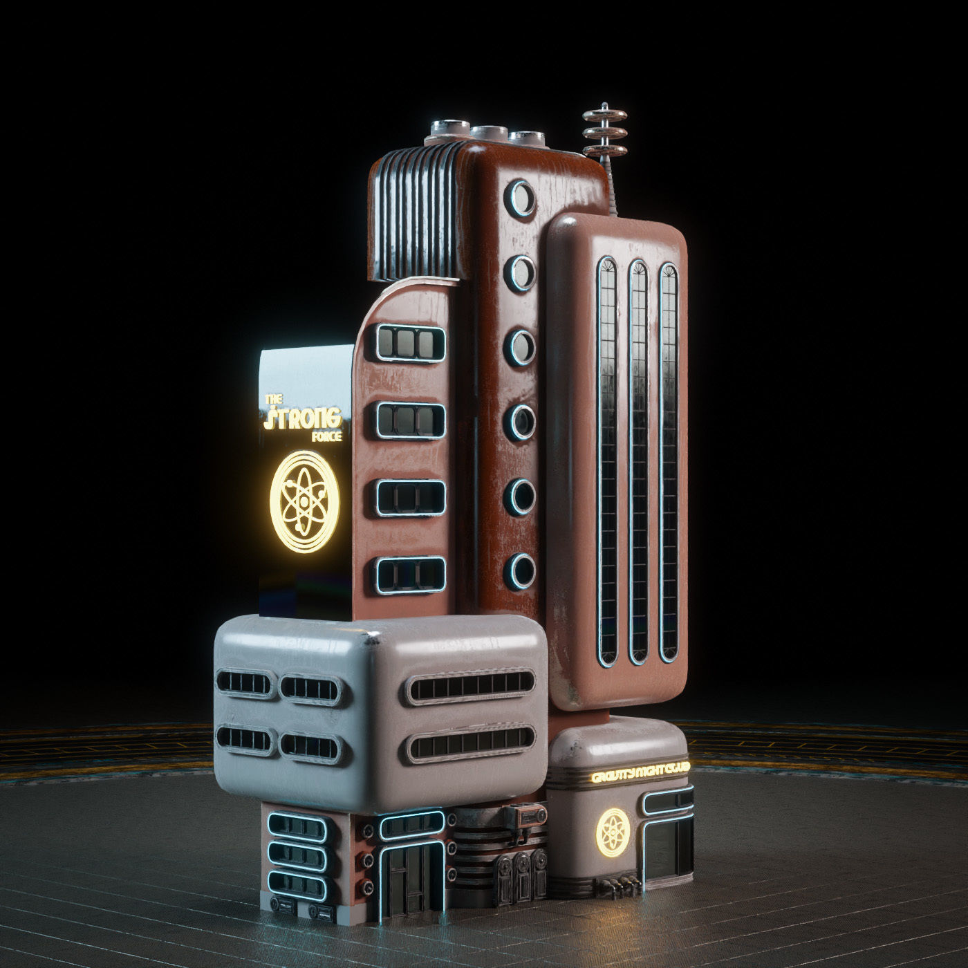 SCIFI ATOMPUNK BUILDING 04 Low-poly 3D model_5