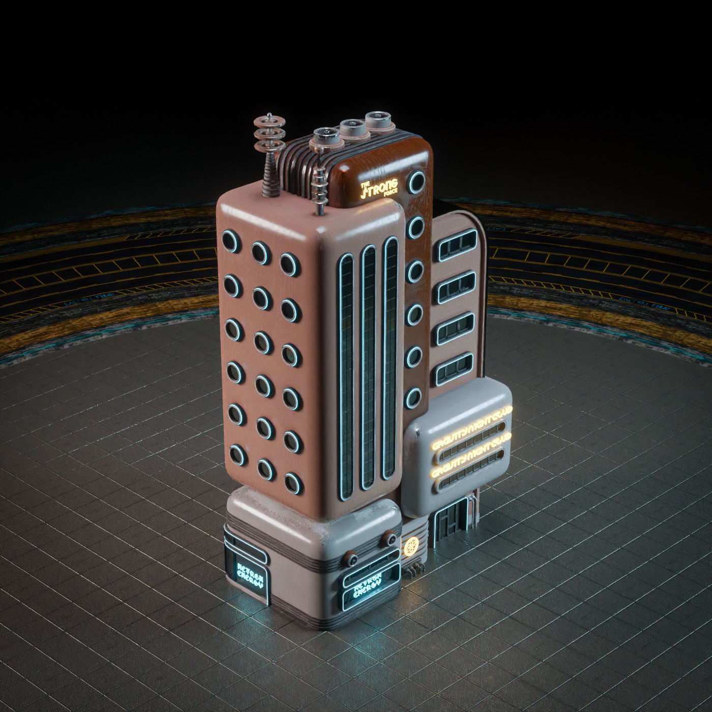 SCIFI ATOMPUNK BUILDING 04 Low-poly 3D model_10