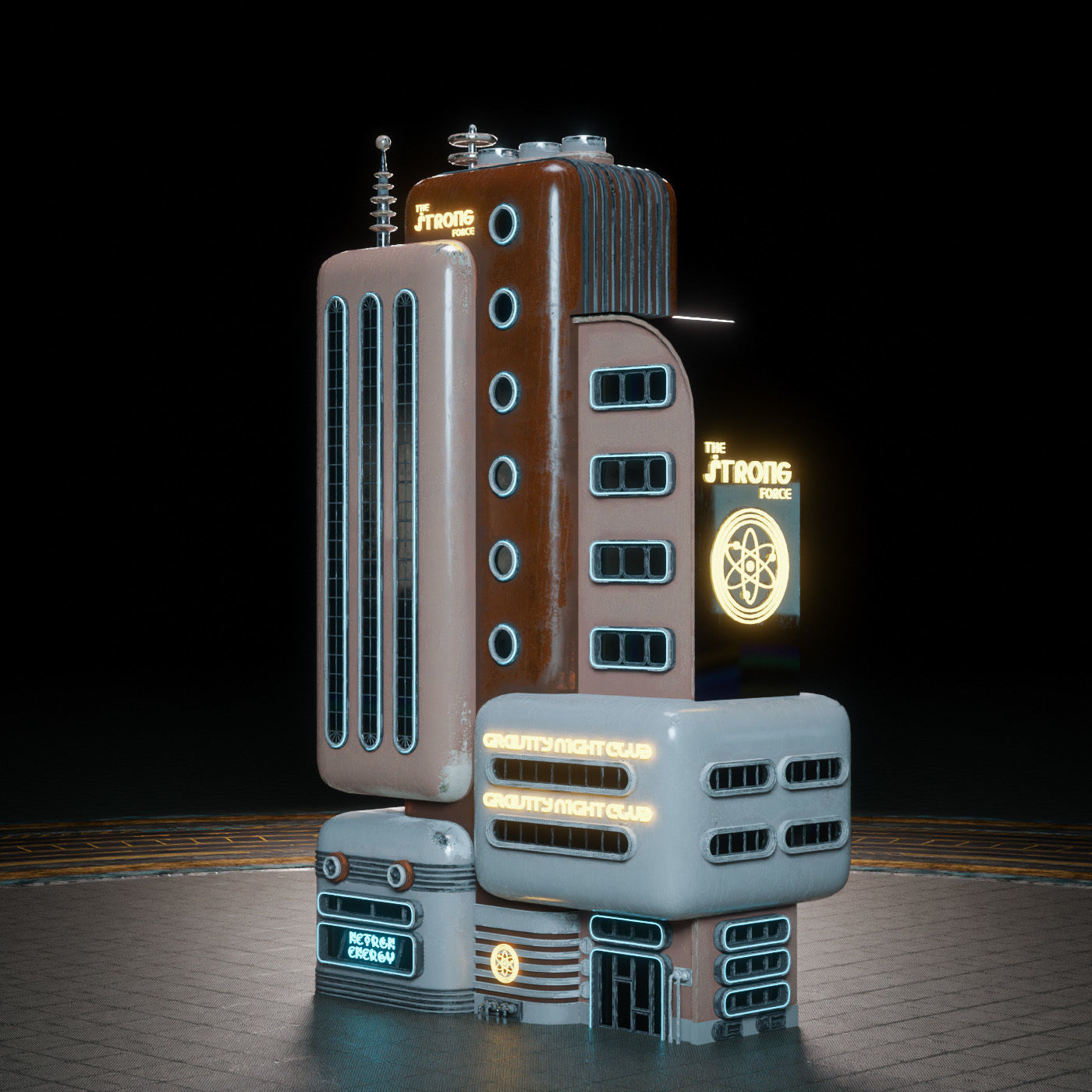 SCIFI ATOMPUNK BUILDING 04 Low-poly 3D model_3