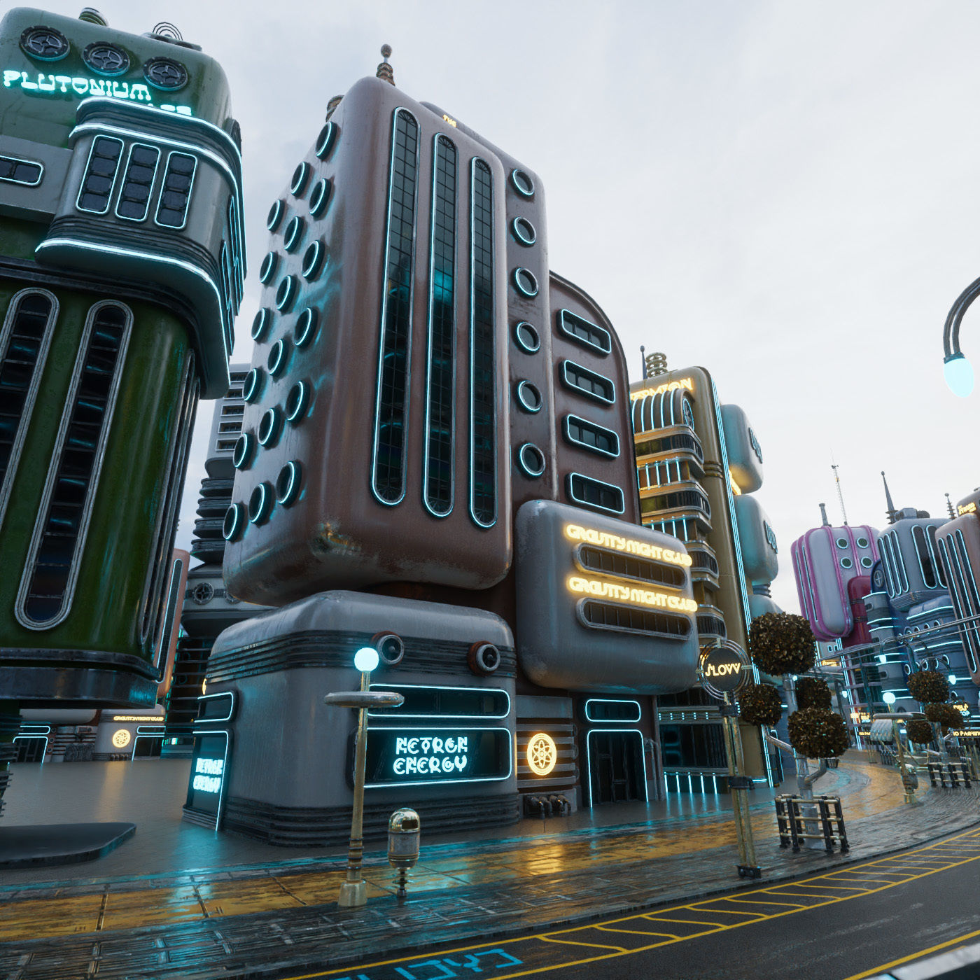 SCIFI ATOMPUNK BUILDING 04 Low-poly 3D model_2