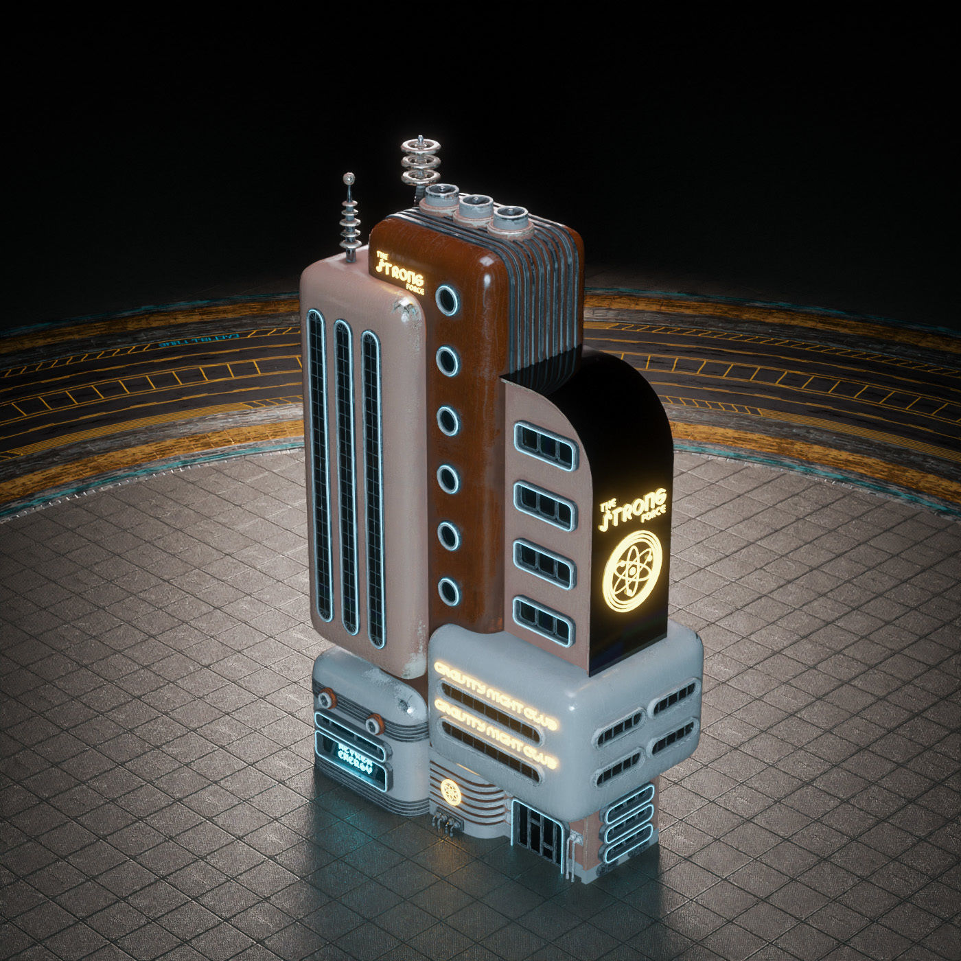 SCIFI ATOMPUNK BUILDING 04 Low-poly 3D model_11