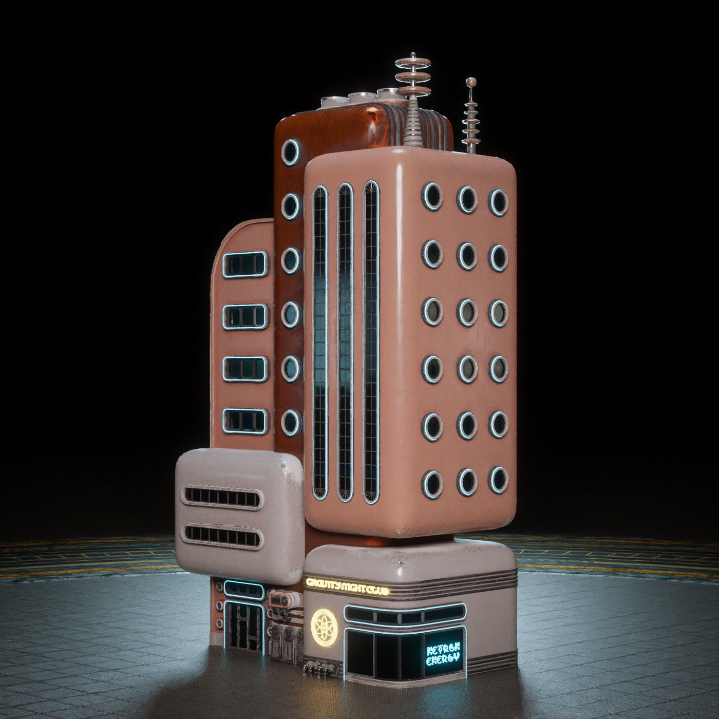 SCIFI ATOMPUNK BUILDING 04 Low-poly 3D model_7